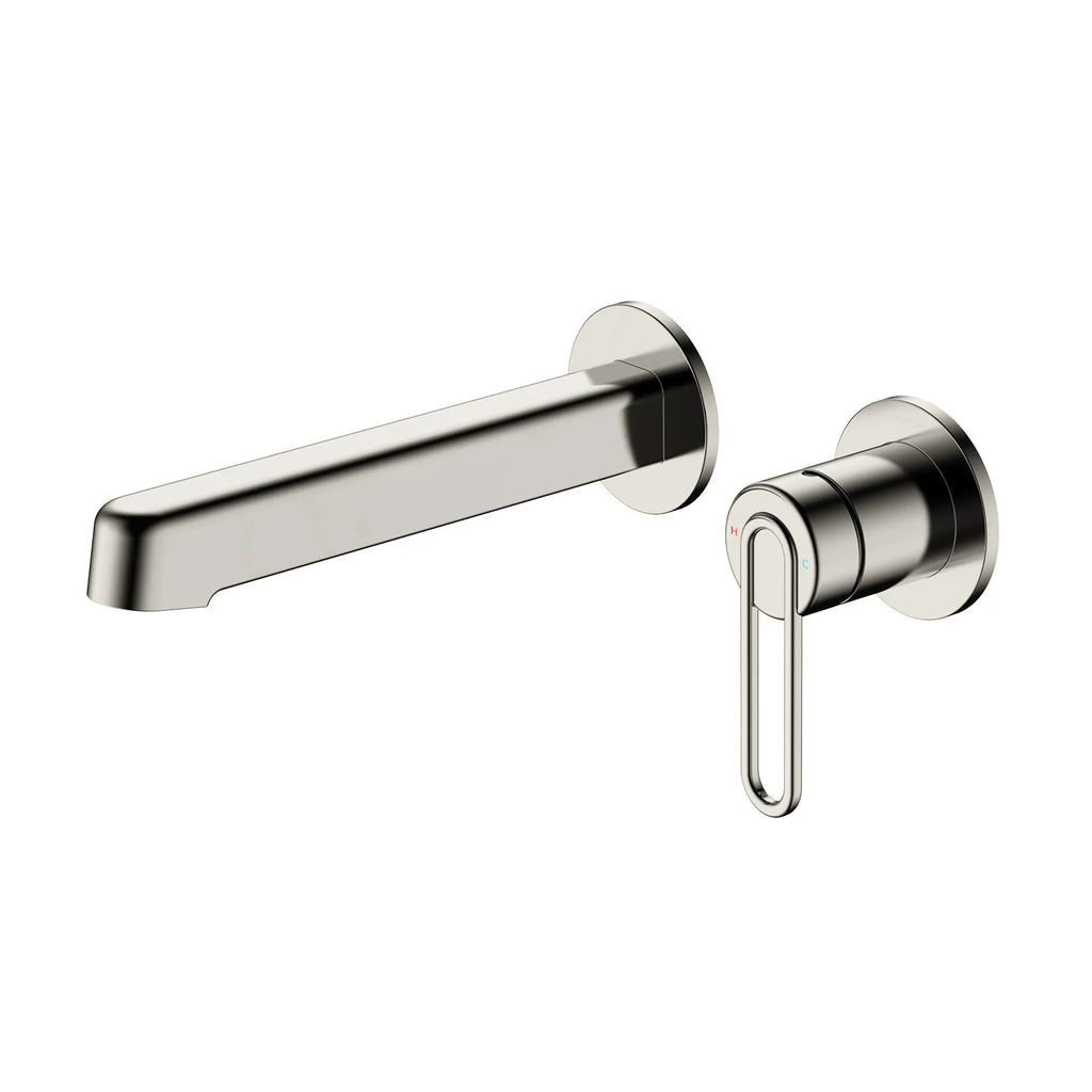 Loop Handle Wall Mounted Bathroom Basin Faucet – 2-Hole Basin Mixer – AB002069 Brushed Nickel