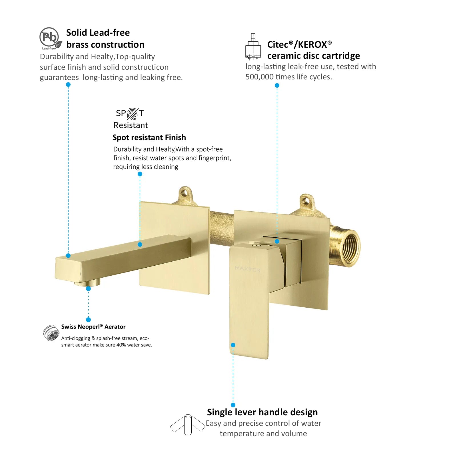 Wall-Mounted Solid brass wall faucet, Basin Faucet – Square Design AB002100