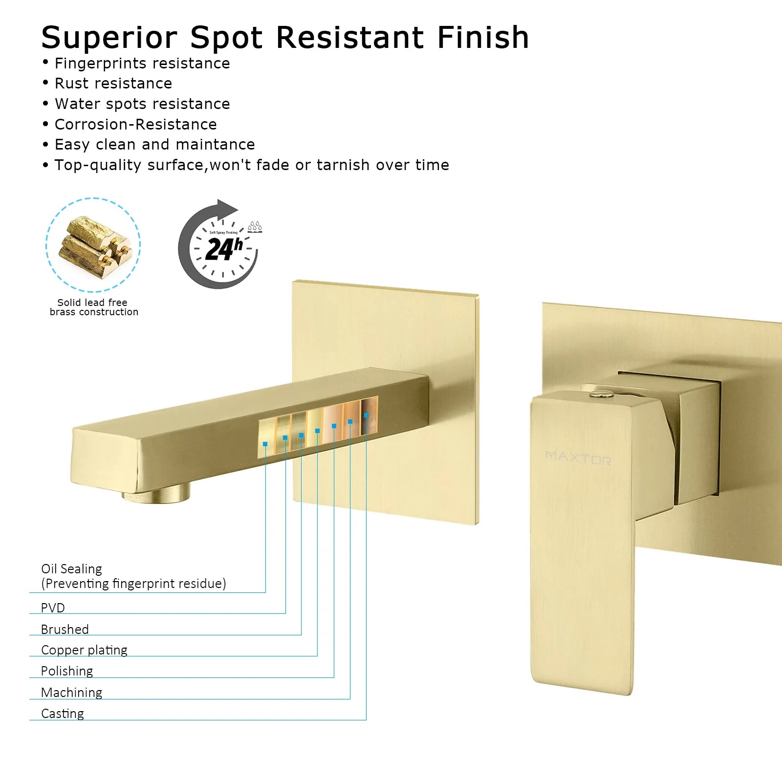 Wall-Mounted Solid brass wall faucet, Basin Faucet – Square Design AB002100