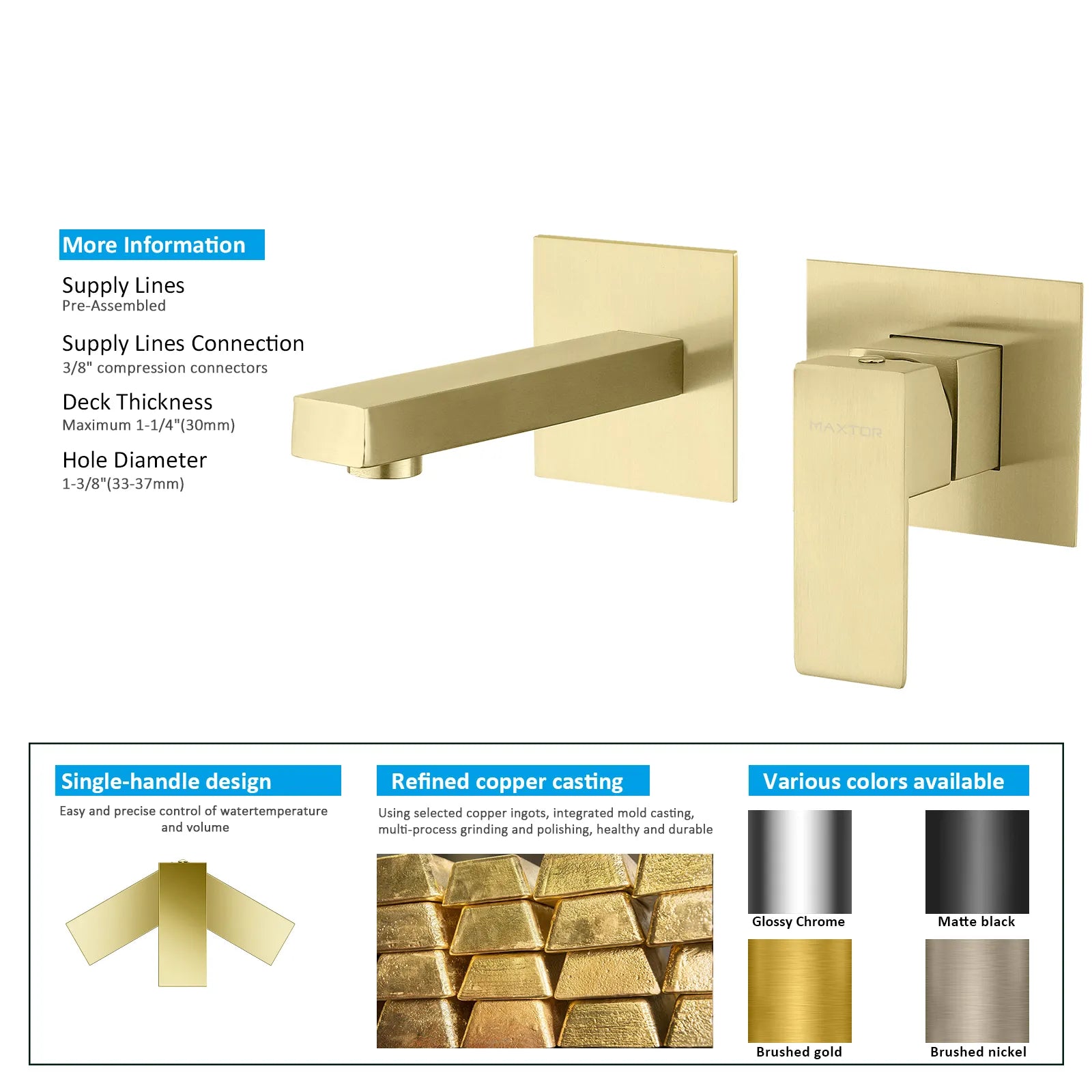 Wall-Mounted Solid brass wall faucet, Basin Faucet – Square Design AB002100
