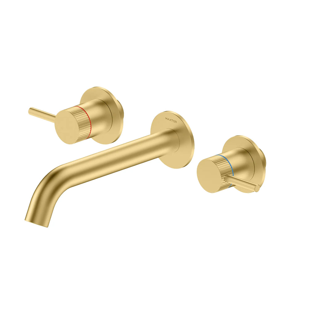 Two Handle Wall Mounted Bathroom Basin / Bathtub Faucet – X-Circular – AB002131 Brushed Gold