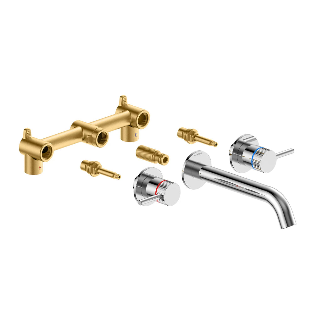 Two Handle Wall Mounted Bathroom Basin / Bathtub Faucet – X-Circular – AB002131