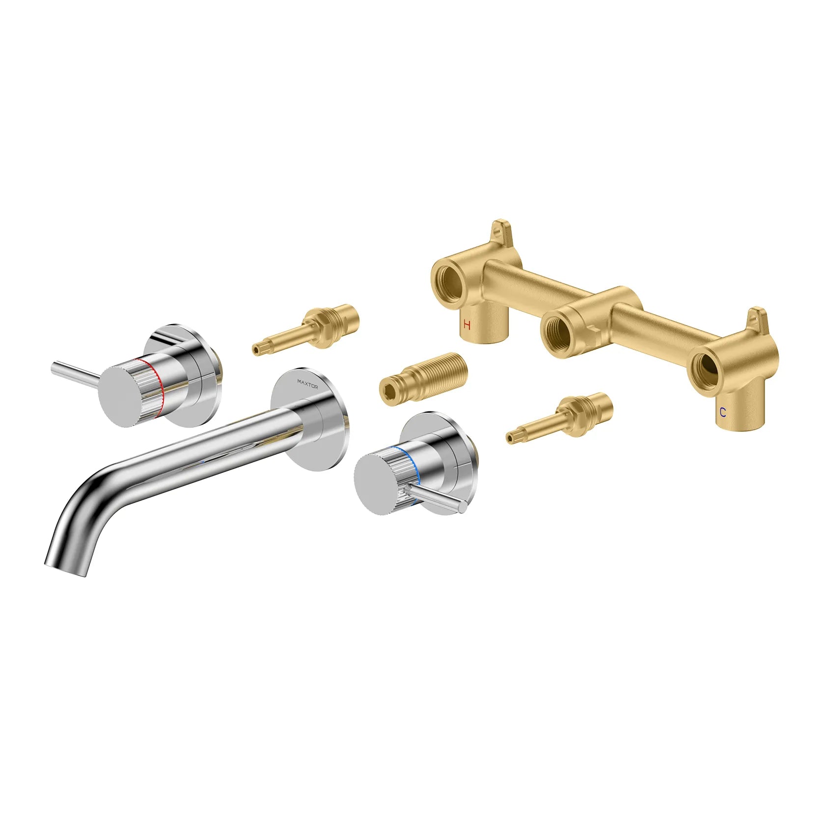 Two Handle Wall Mounted Bathroom Basin / Bathtub Faucet – X-Circular – AB002131