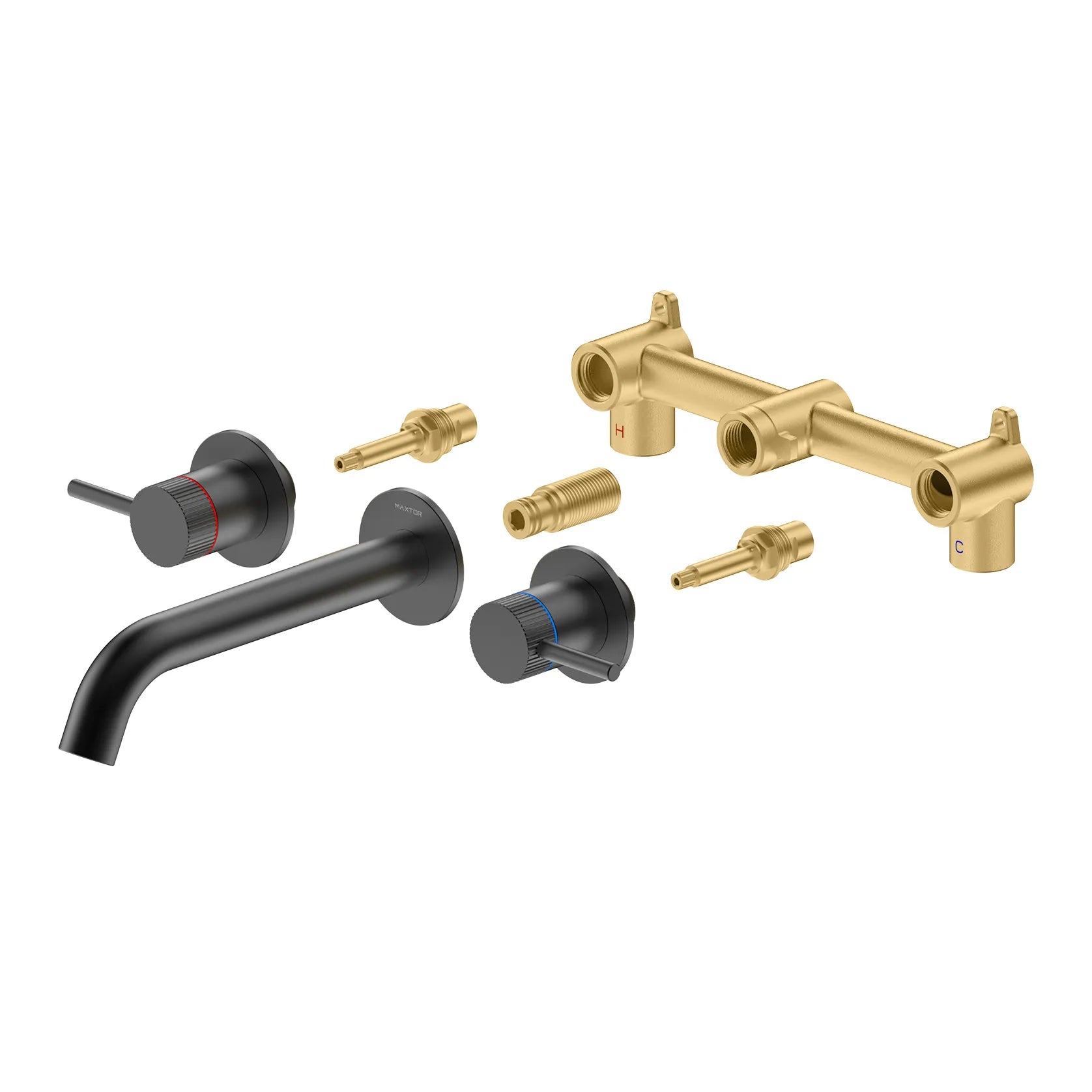 Two Handle Wall Mounted Bathroom Basin / Bathtub Faucet – X-Circular – AB002131