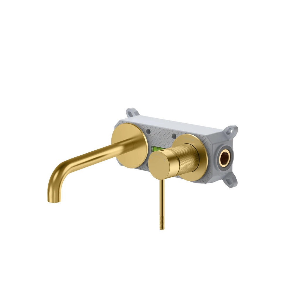 Wall Mounted Bathroom Basin Faucet with Box & 200mm Spout Reach MAXTOR-AB002133 Brushed Gold