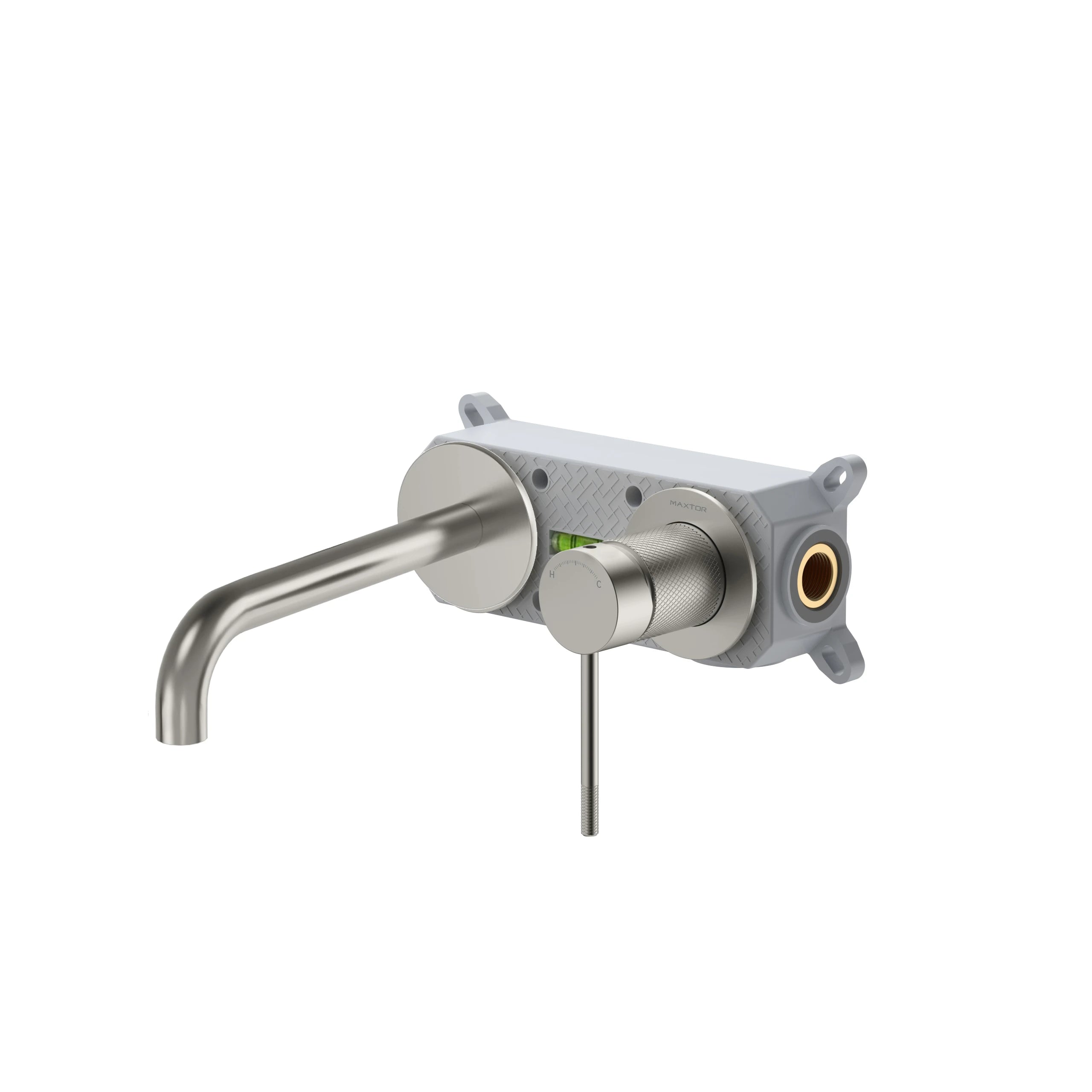 Wall Mounted Bathroom Basin Faucet with Box & 200mm Spout Reach MAXTOR-AB002133 Brushed Nickel