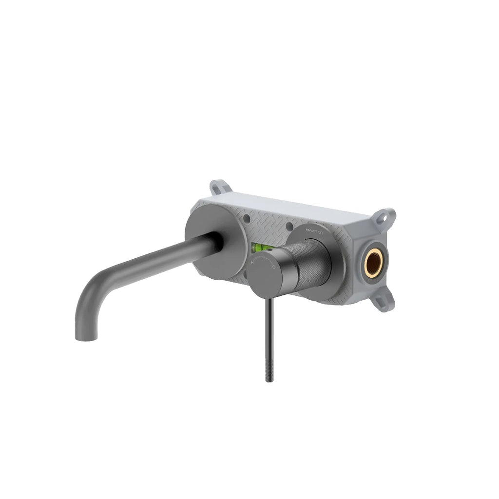Wall Mounted Bathroom Basin Faucet with Box & 200mm Spout Reach MAXTOR-AB002133 Brushed Gun Metal