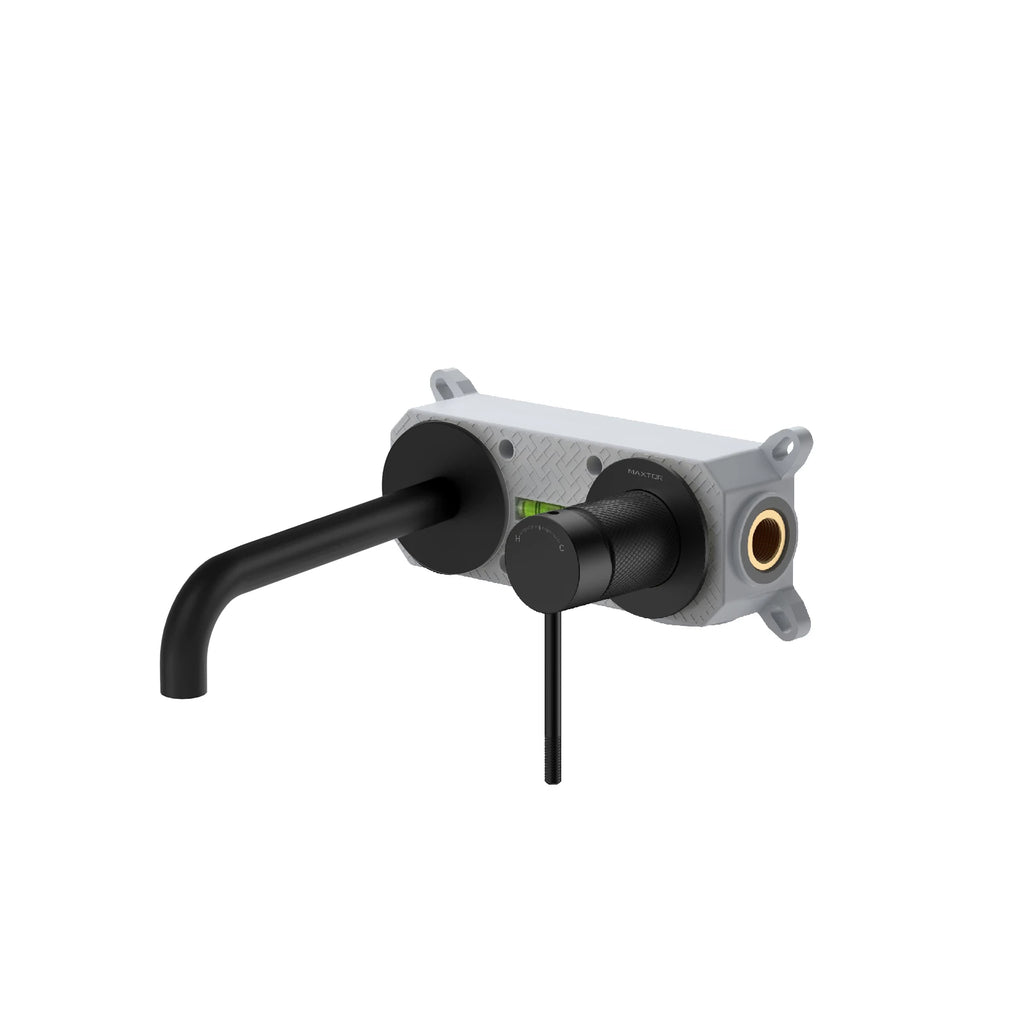 Wall Mounted Bathroom Basin Faucet with Box & 200mm Spout Reach MAXTOR-AB002133 Matte Black