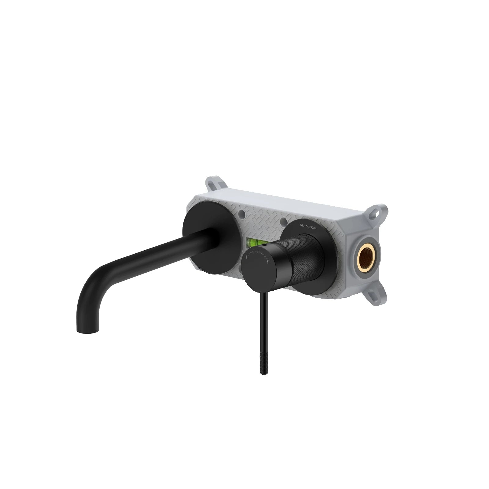 Wall Mounted Bathroom Basin Faucet with Box & 200mm Spout Reach MAXTOR-AB002133 Matte Black