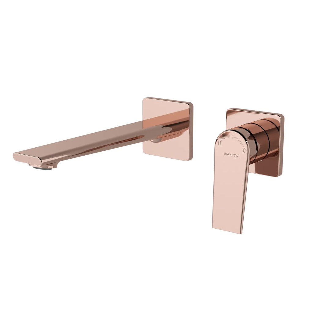 Wall Mounted Bathroom Basin Faucet – 2-Hole Solid Brass Vessel Sink Mixer with Separate Trim-AB002064 Rose Gold