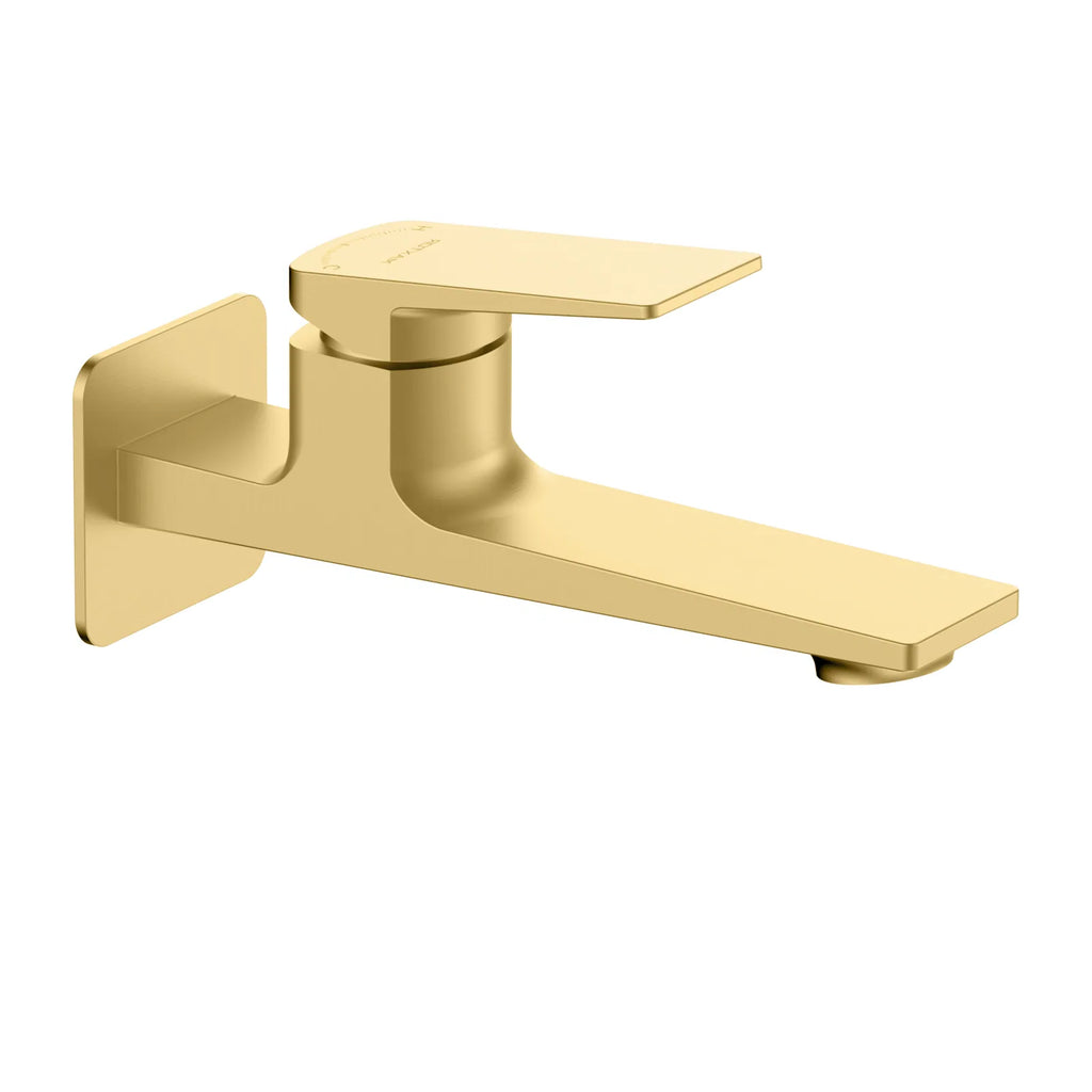 MAXTOR Wall Mounted Bathroom Basin Faucet with Rough-In Box & Trim Plate | AB002165 Brushed Gold
