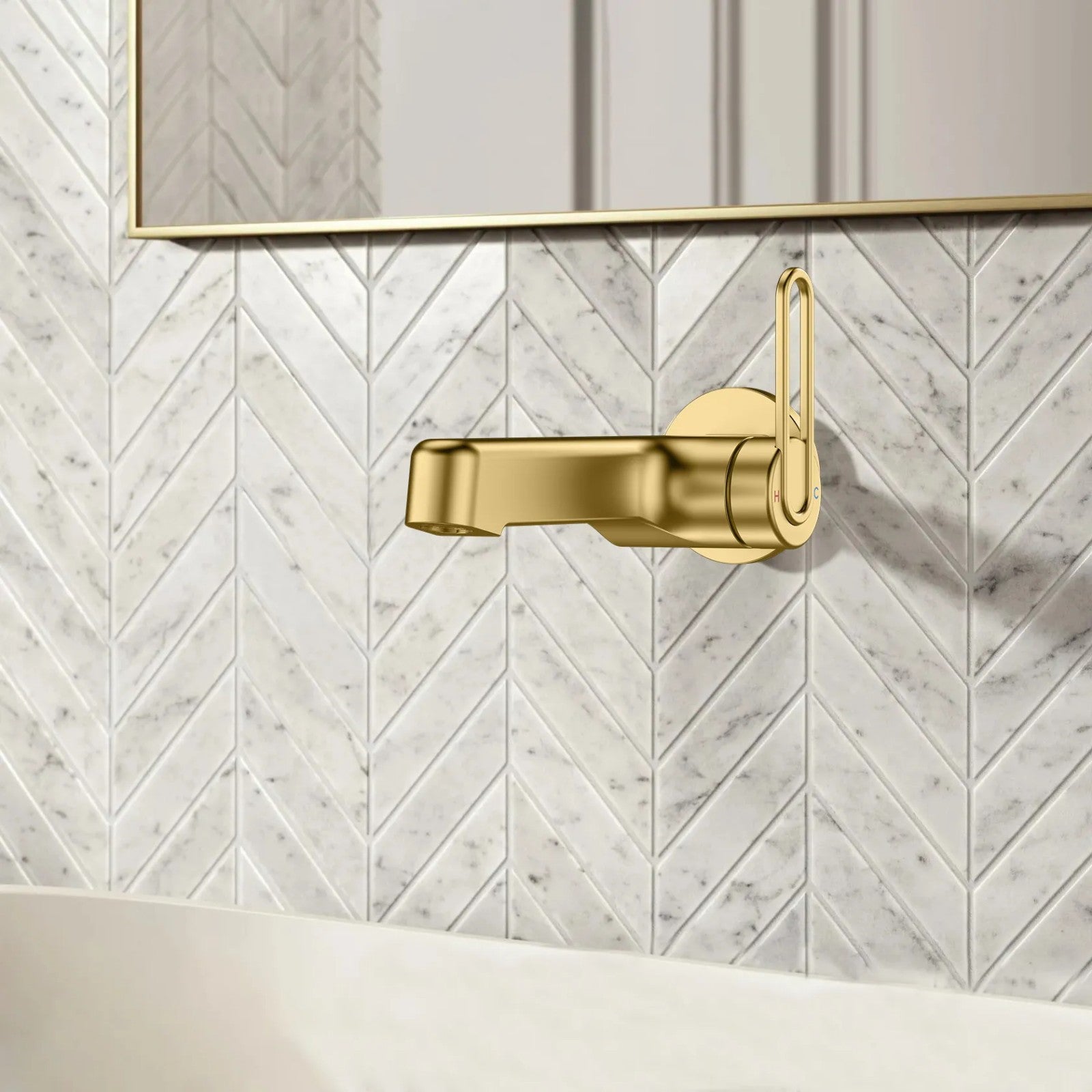 MAXTOR 1-Piece Wall Mounted Bathroom Basin Faucet with Loop Handle-AB002169