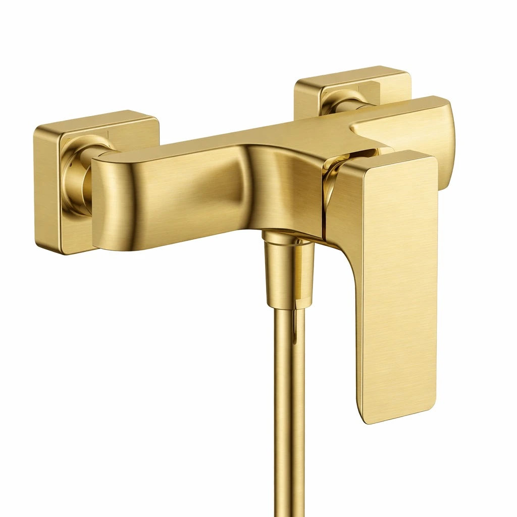 Square Wall Mounted Shower Mixer Valve – Single Lever Exposed Shower Tap – AB022007 Brushed Gold