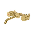 X-Circular Two Handle Wheel Wall Mounted Bathroom Basin Faucet – AB002231 Brushed Gold