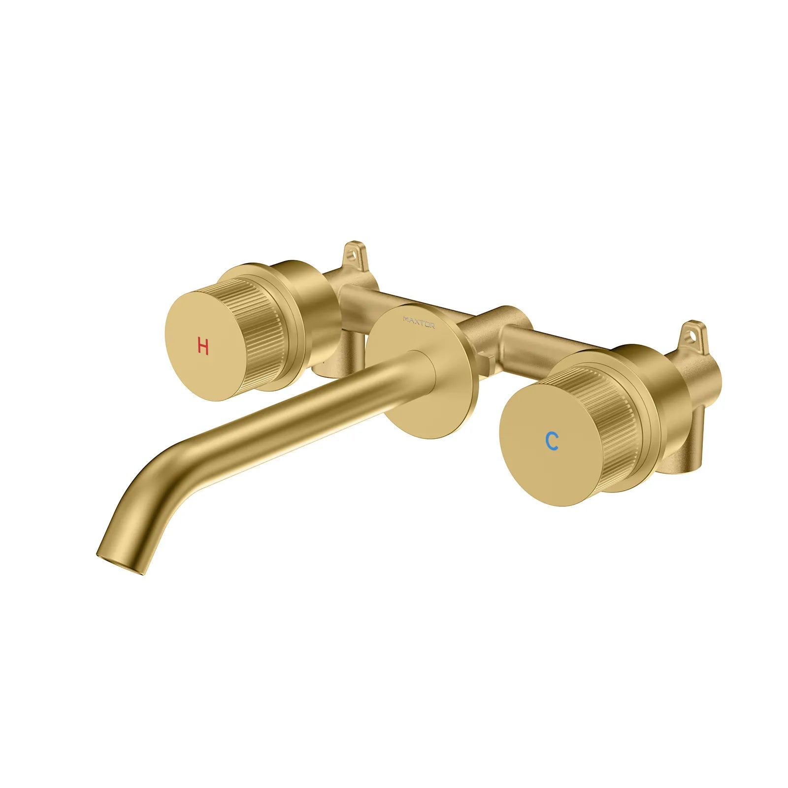 X-Circular Two Handle Wheel Wall Mounted Bathroom Basin Faucet – AB002231 Brushed Gold