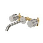 X-Circular Two Handle Wheel Wall Mounted Bathroom Basin Faucet – AB002231 Brushed Nickel