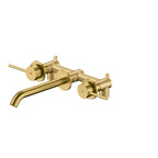 MAXTOR Huron Wall Mounted Basin Faucet-Double Handle Wall Mounted Tub Filler-AB002306 Brushed Gold