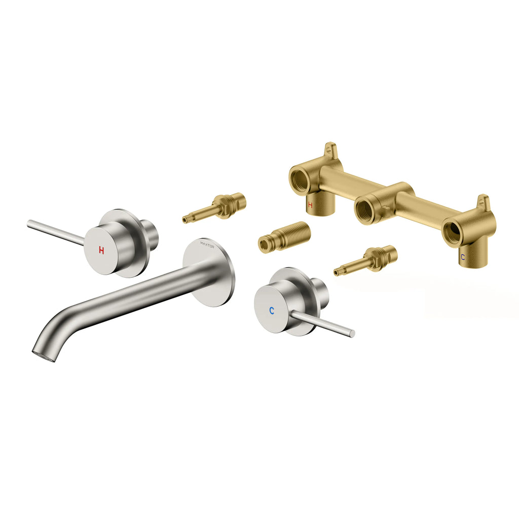 MAXTOR Huron Wall Mounted Basin Faucet-Double Handle Wall Mounted Tub Filler-AB002306