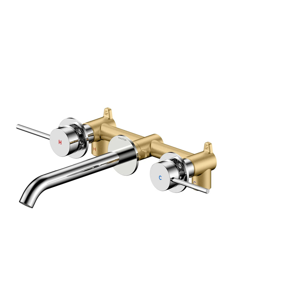 MAXTOR Huron Wall Mounted Basin Faucet-Double Handle Wall Mounted Tub Filler-AB002306 Chrome