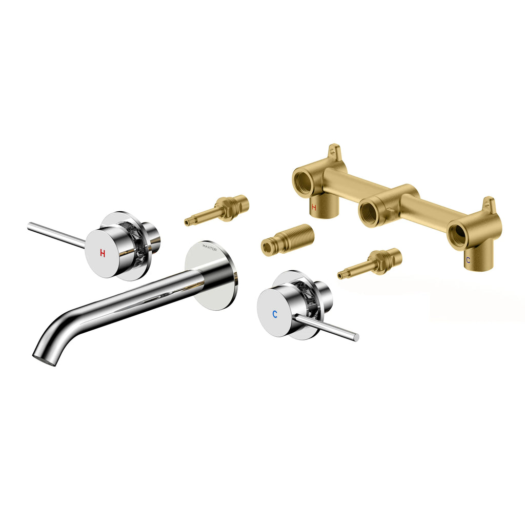 MAXTOR Huron Wall Mounted Basin Faucet-Double Handle Wall Mounted Tub Filler-AB002306