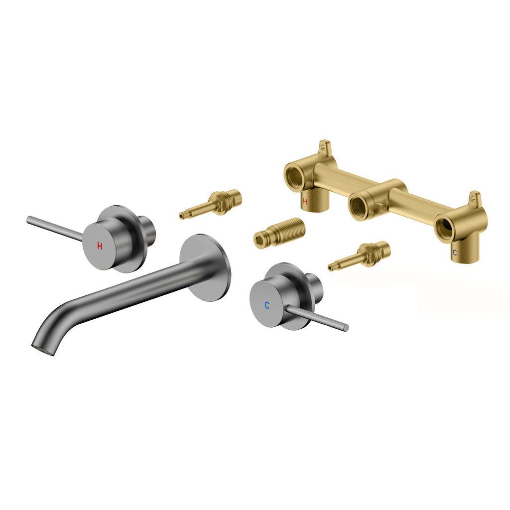 MAXTOR Huron Wall Mounted Basin Faucet-Double Handle Wall Mounted Tub Filler-AB002306