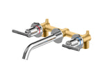 Circular Two Handles Wall-Mounted Basin Faucet with Brass Spout AB002504 Chrome
