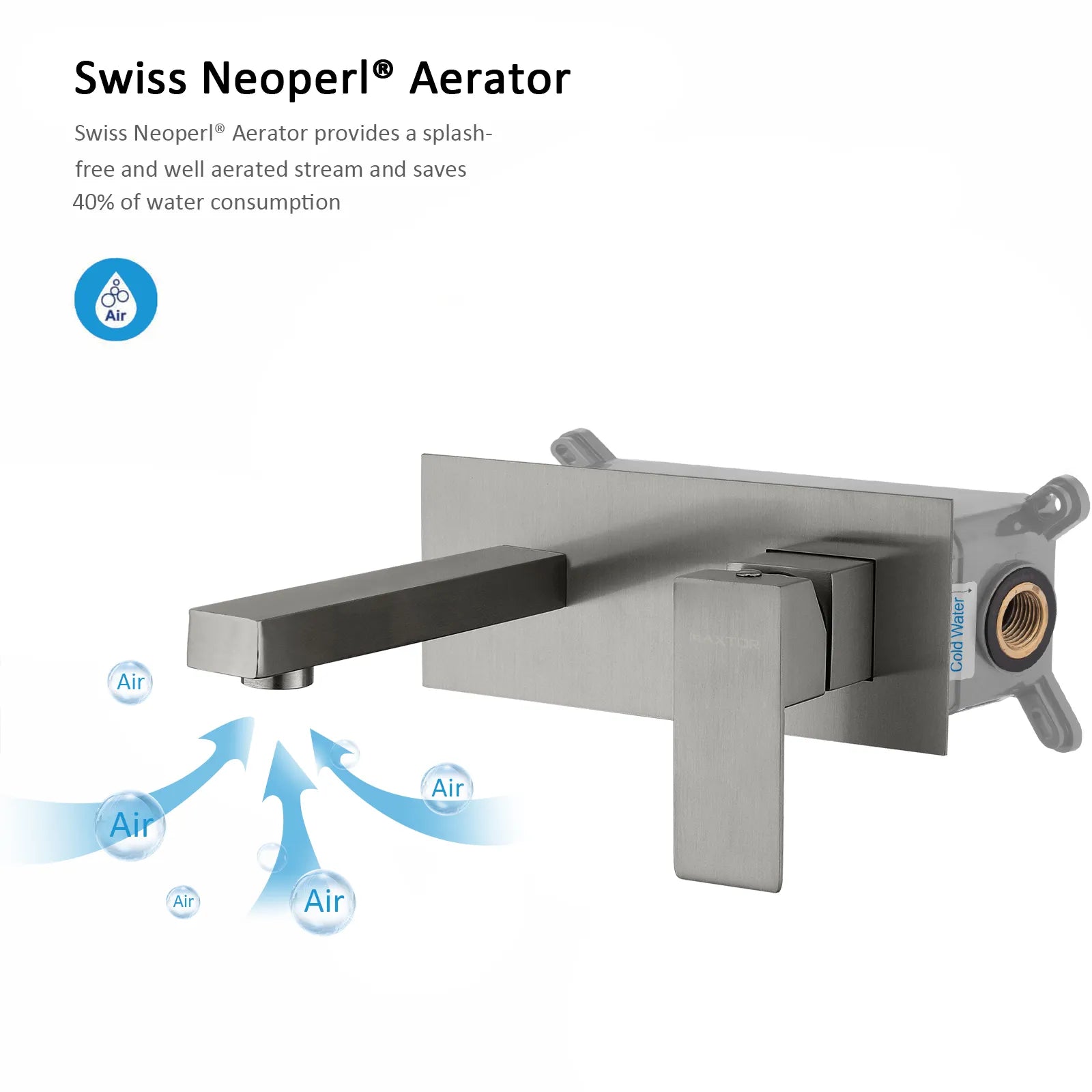 Square design wall mount basin faucet with box AB003000
