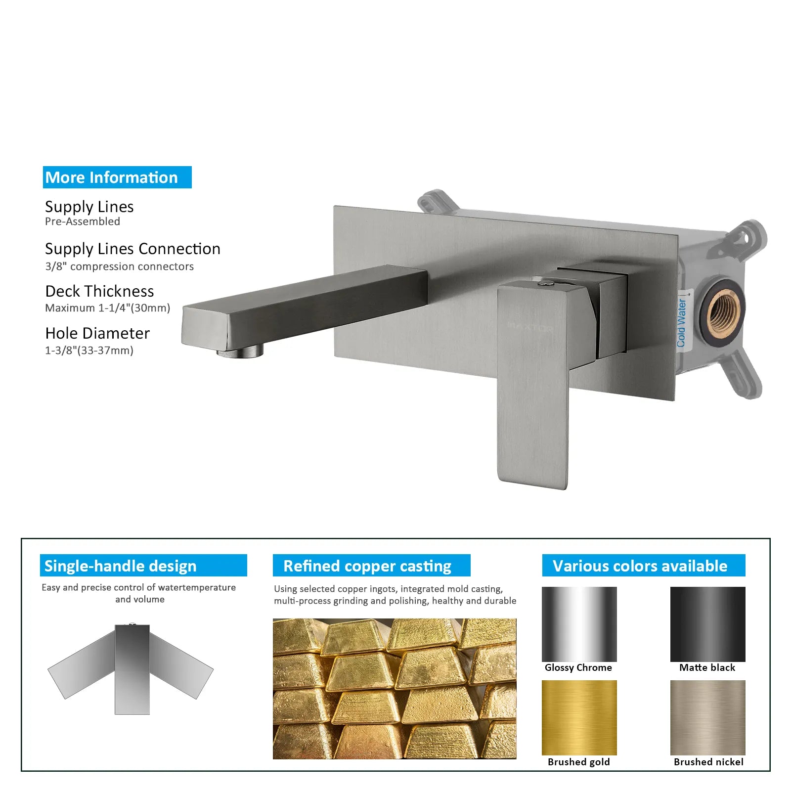 Square design wall mount basin faucet with box AB003000