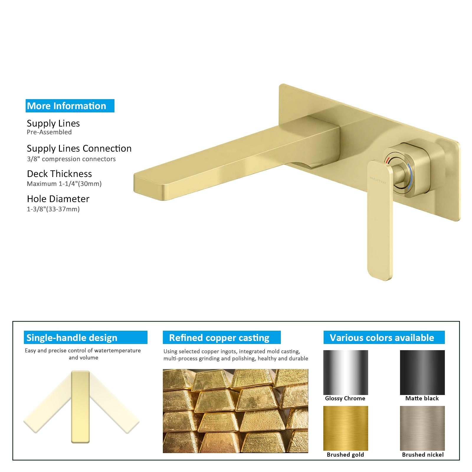 Wall Mounted Bathroom Basin Faucet with Rough-in Valve-AB003001
