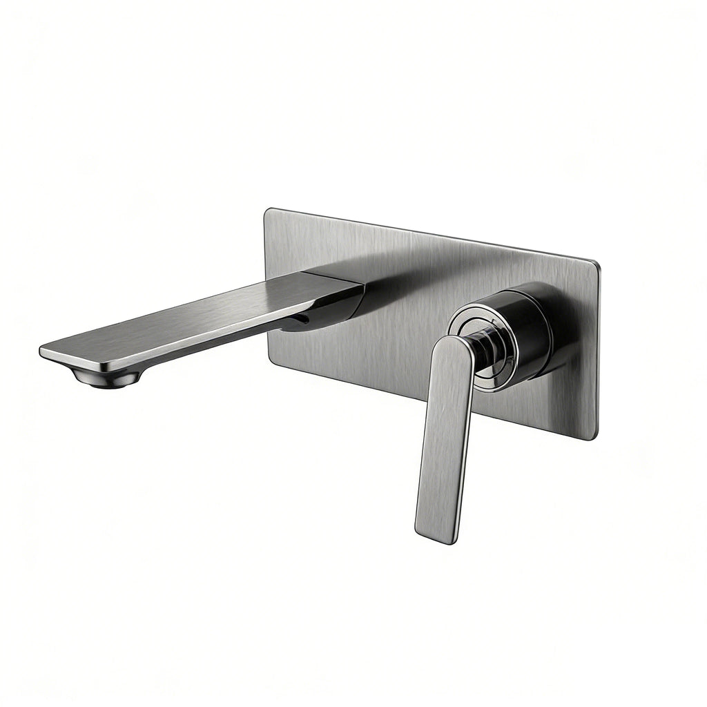 Wall Mounted Bathroom Faucet with Valve Box – Single Handle Basin Mixer – AB003011 Brushed Gun Metal