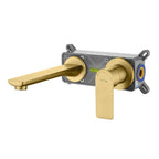 Nile Single Level Wall mounted brass basin faucet-AB003103 Brushed Gold