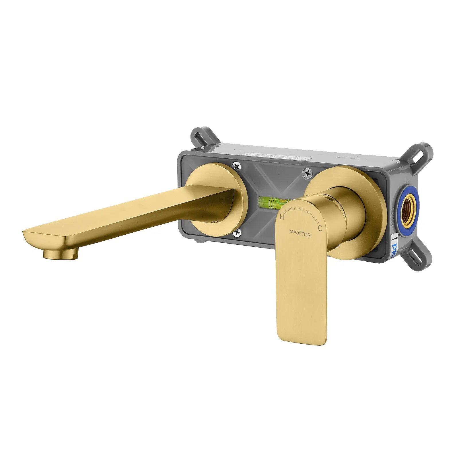 Nile Single Level Wall mounted brass basin faucet-AB003103 Brushed Gold