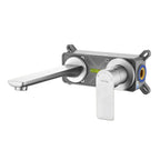 Nile Single Level Wall mounted brass basin faucet-AB003103 Brushed Nickel