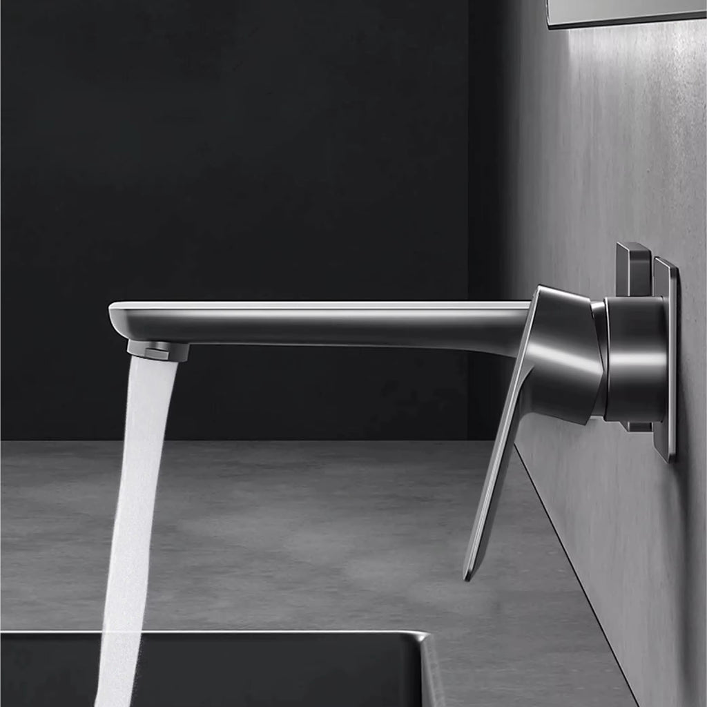 Nile Single Level Wall mounted brass basin faucet-AB003103