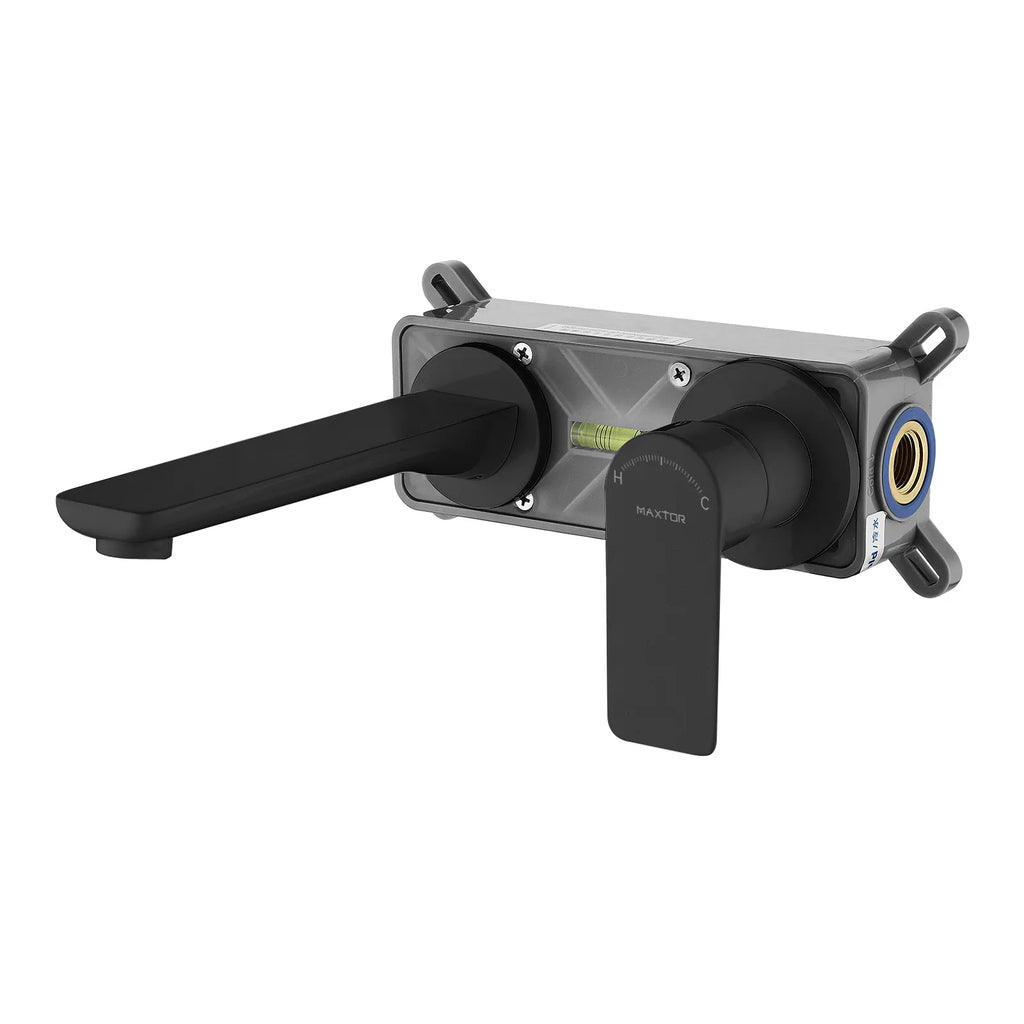 Nile Single Level Wall mounted brass basin faucet-AB003103 Matte Black