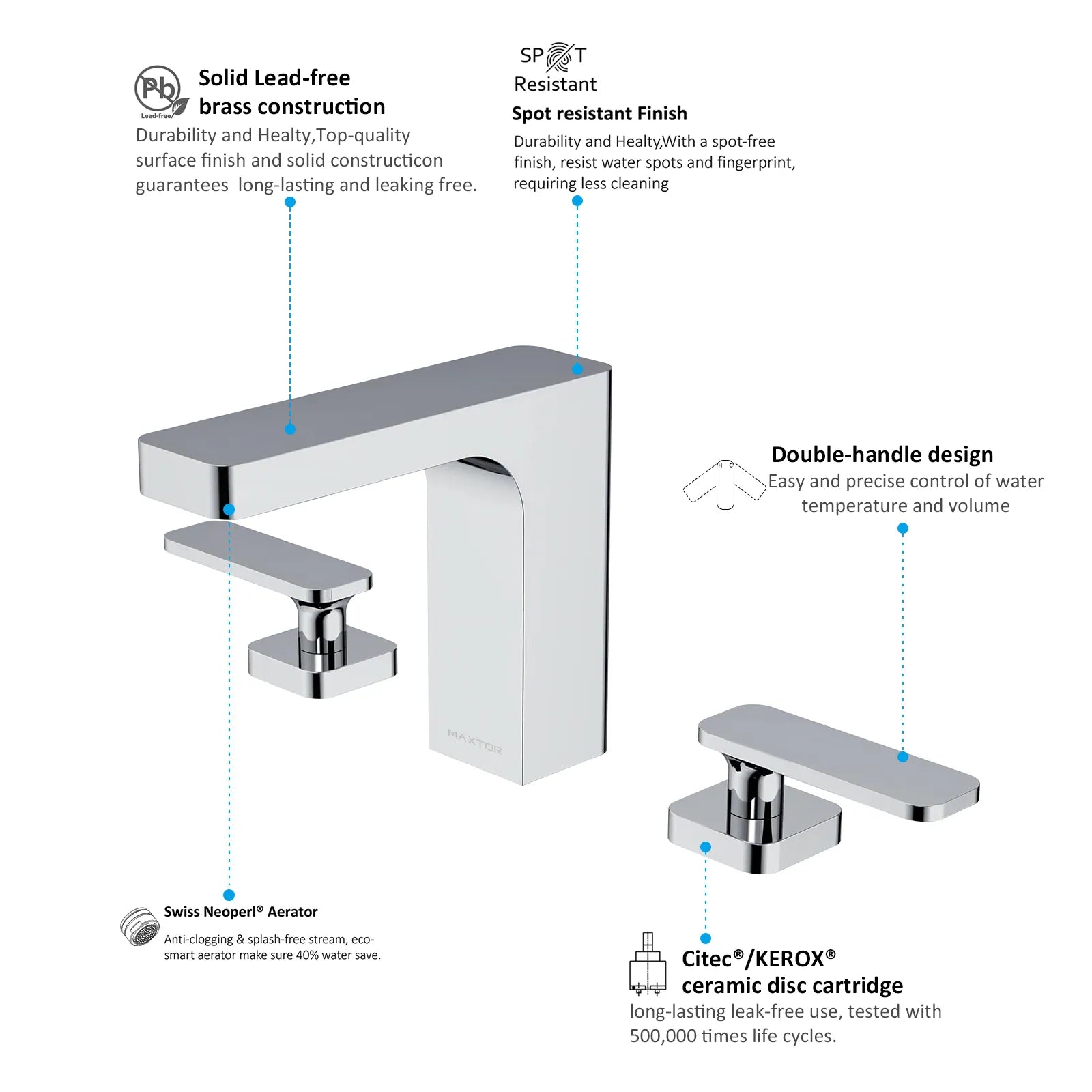 Rihine Widespread Bathroom Faucet-3 Hole Basin Mixer-AB004001