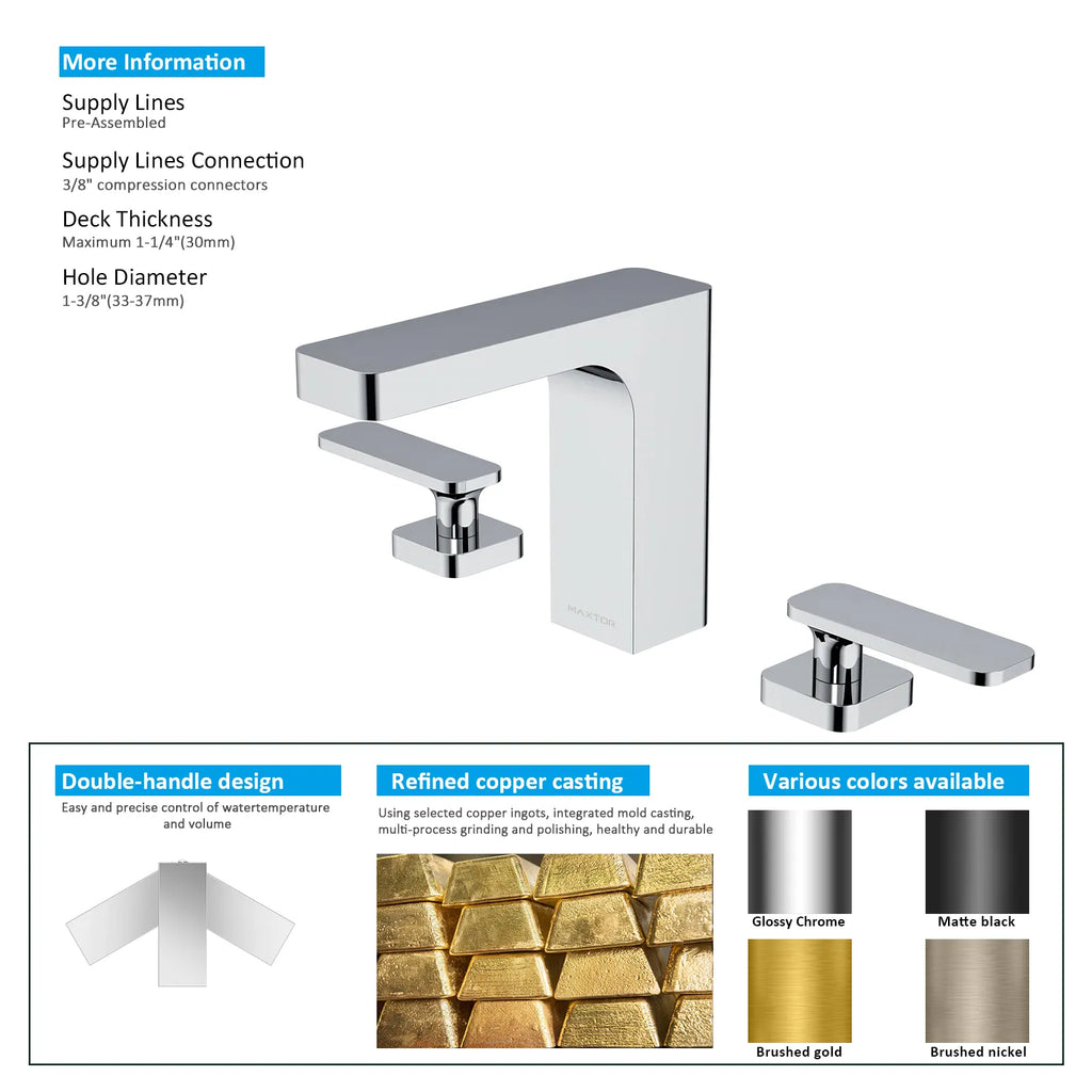 Rihine Widespread Bathroom Faucet-3 Hole Basin Mixer-AB004001