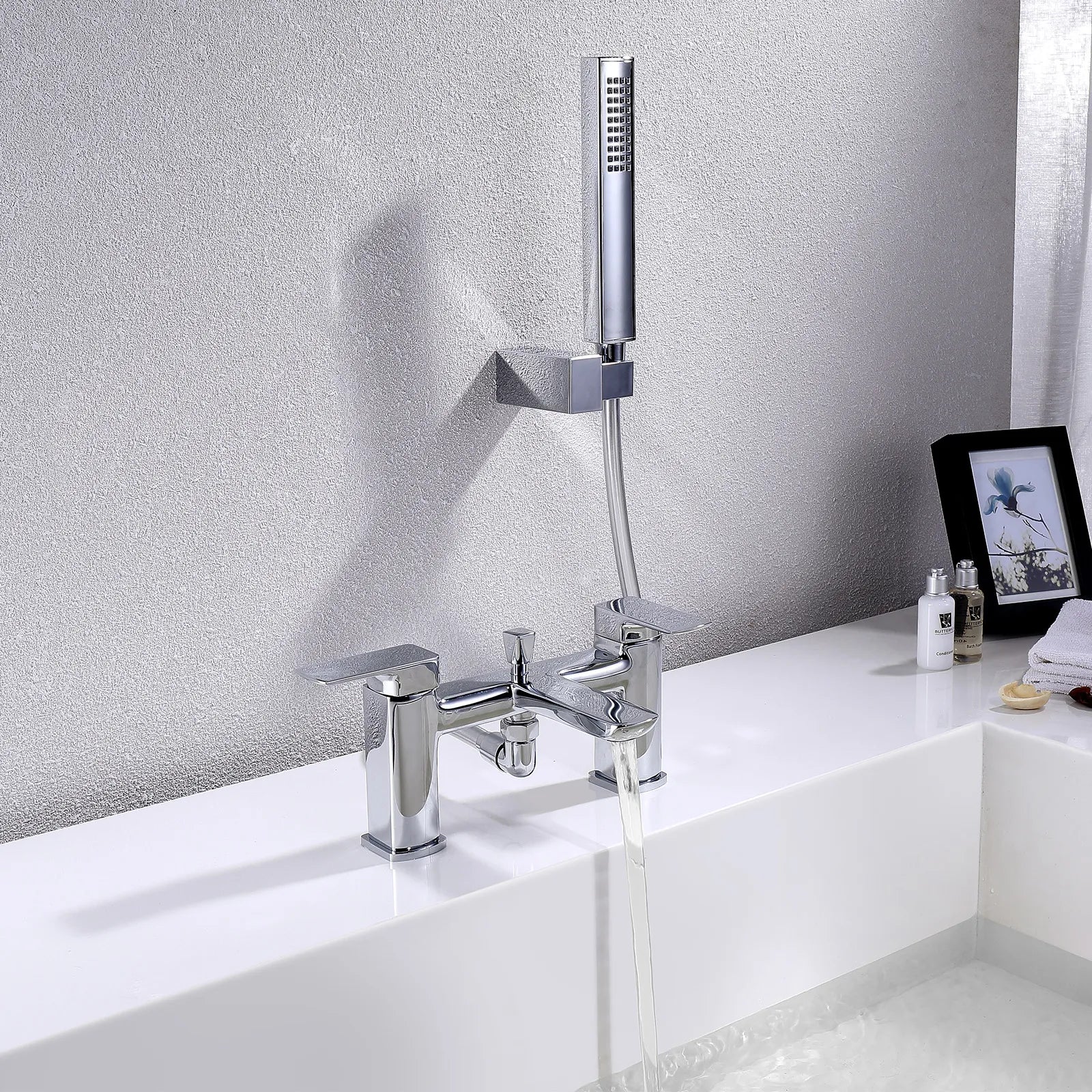 2 Handle Deck Mounted Bathtub Filler – Solid Brass Bath Tap with Diverter – AB004007