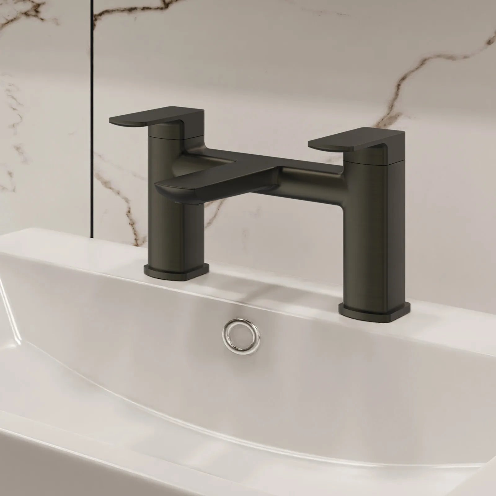 2 Handle Deck Mounted Bathtub Filler – Solid Brass Bath Mixer Tap – AB004107