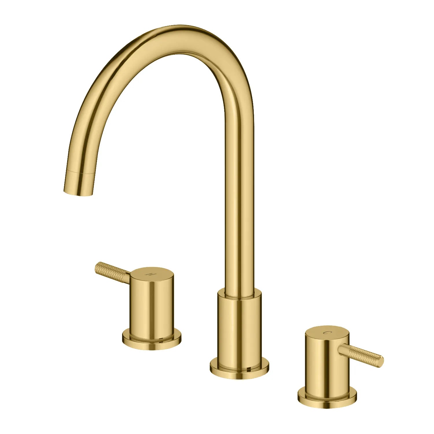 Circular 3 Holes Bathroom Basin Faucet with Dual Handles AB005004 Brushed Gold