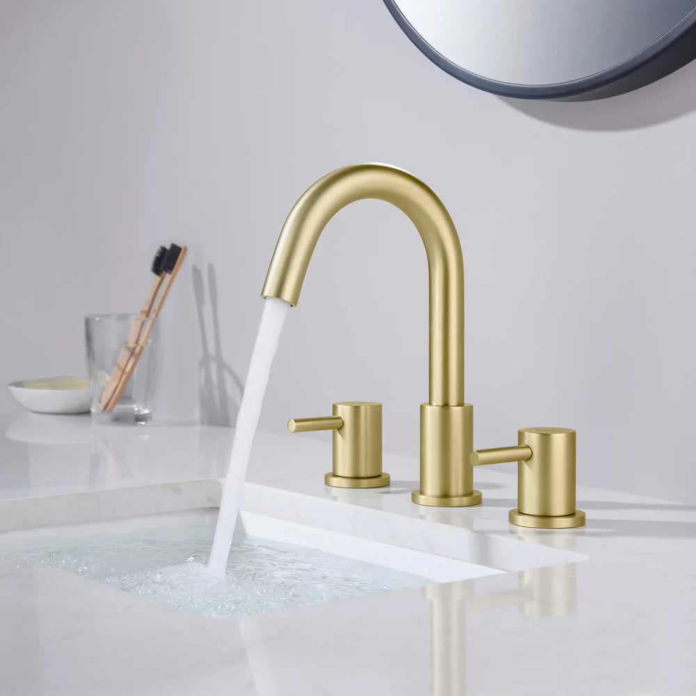 Circular 3 Holes Bathroom Basin Faucet with Dual Handles AB005004