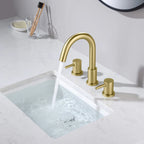 Circular 3 Holes Bathroom Basin Faucet with Dual Handles AB005004