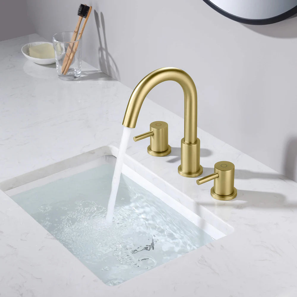 Circular 3 Holes Bathroom Basin Faucet with Dual Handles AB005004