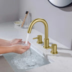 Circular 3 Holes Bathroom Basin Faucet with Dual Handles AB005004
