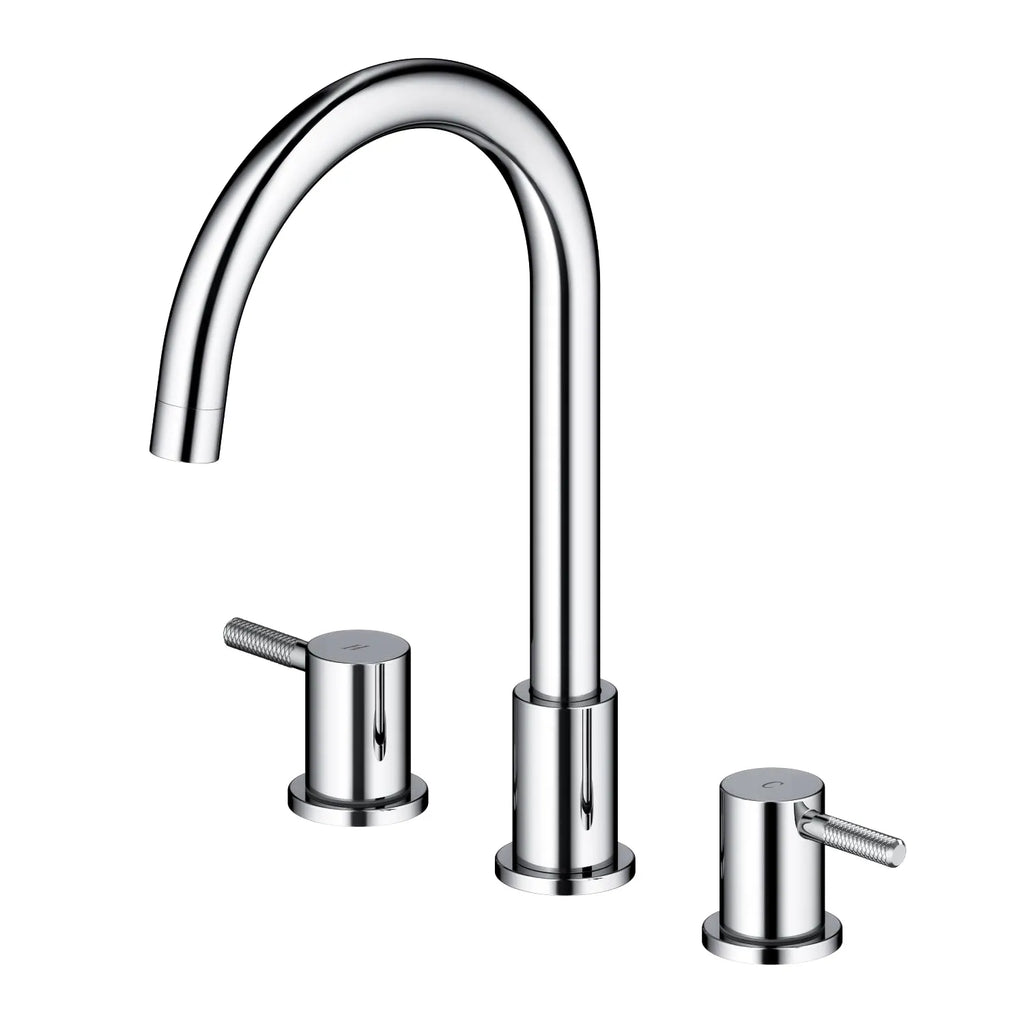 Circular 3 Holes Bathroom Basin Faucet with Dual Handles AB005004 Chrome