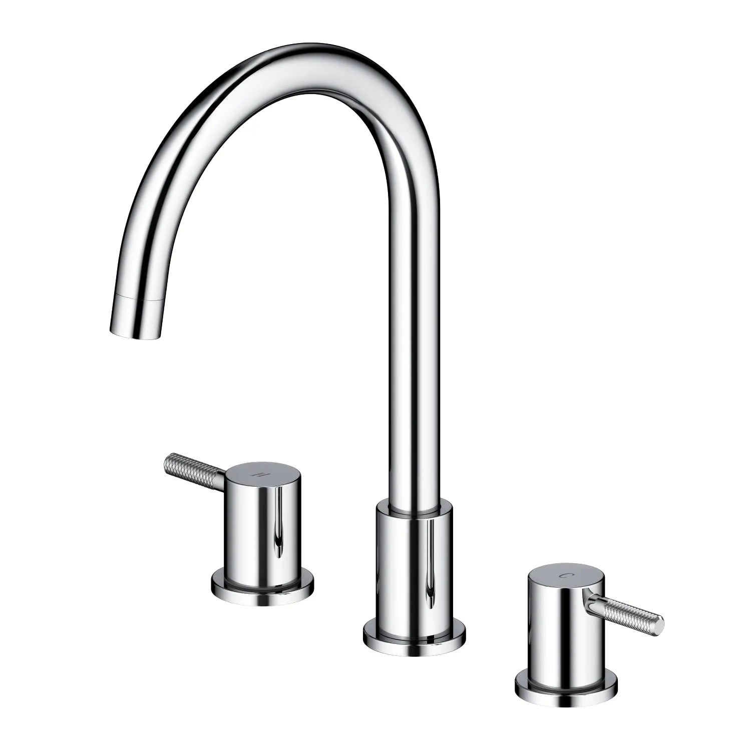 Circular 3 Holes Bathroom Basin Faucet with Dual Handles AB005004 Chrome