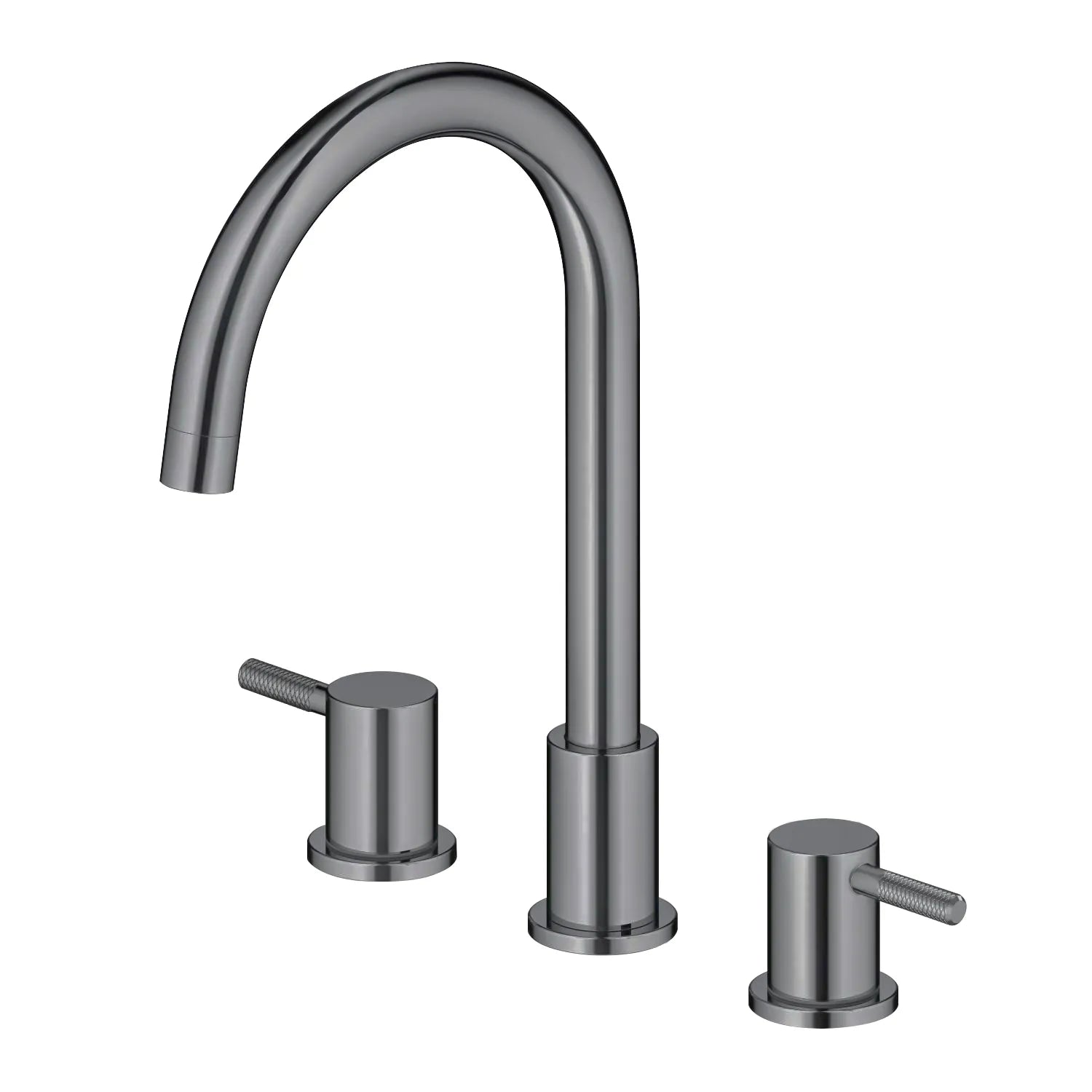 Circular 3 Holes Bathroom Basin Faucet with Dual Handles AB005004 Brushed Gun Metal