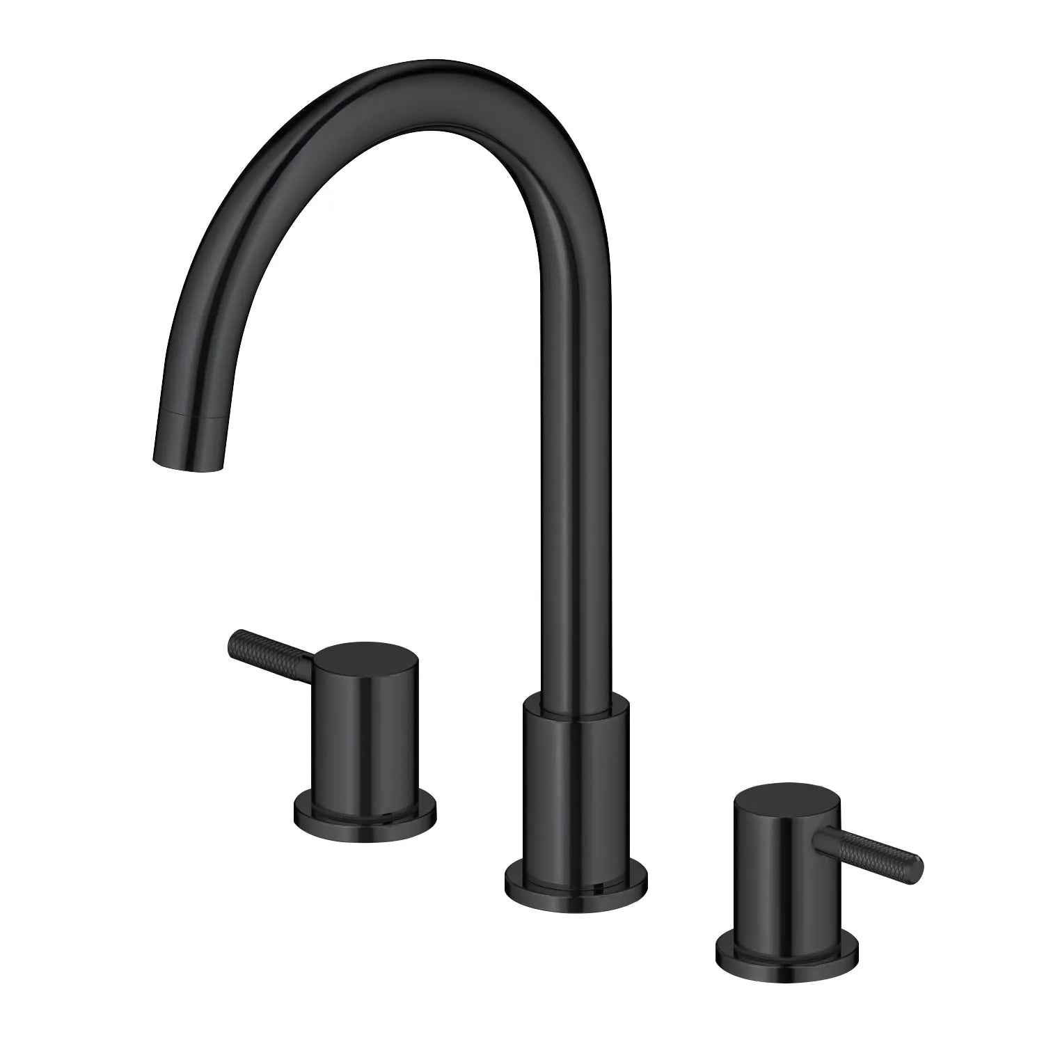 Circular 3 Holes Bathroom Basin Faucet with Dual Handles AB005004 Matte Black