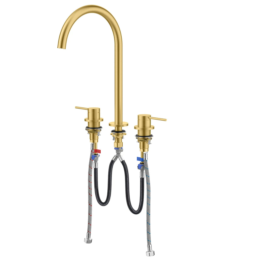 Maxtor Widespread Basin Faucet |Solid Brass 3-Hole Bathroom Mixer Spain ClTEC Cartridge-AB005006