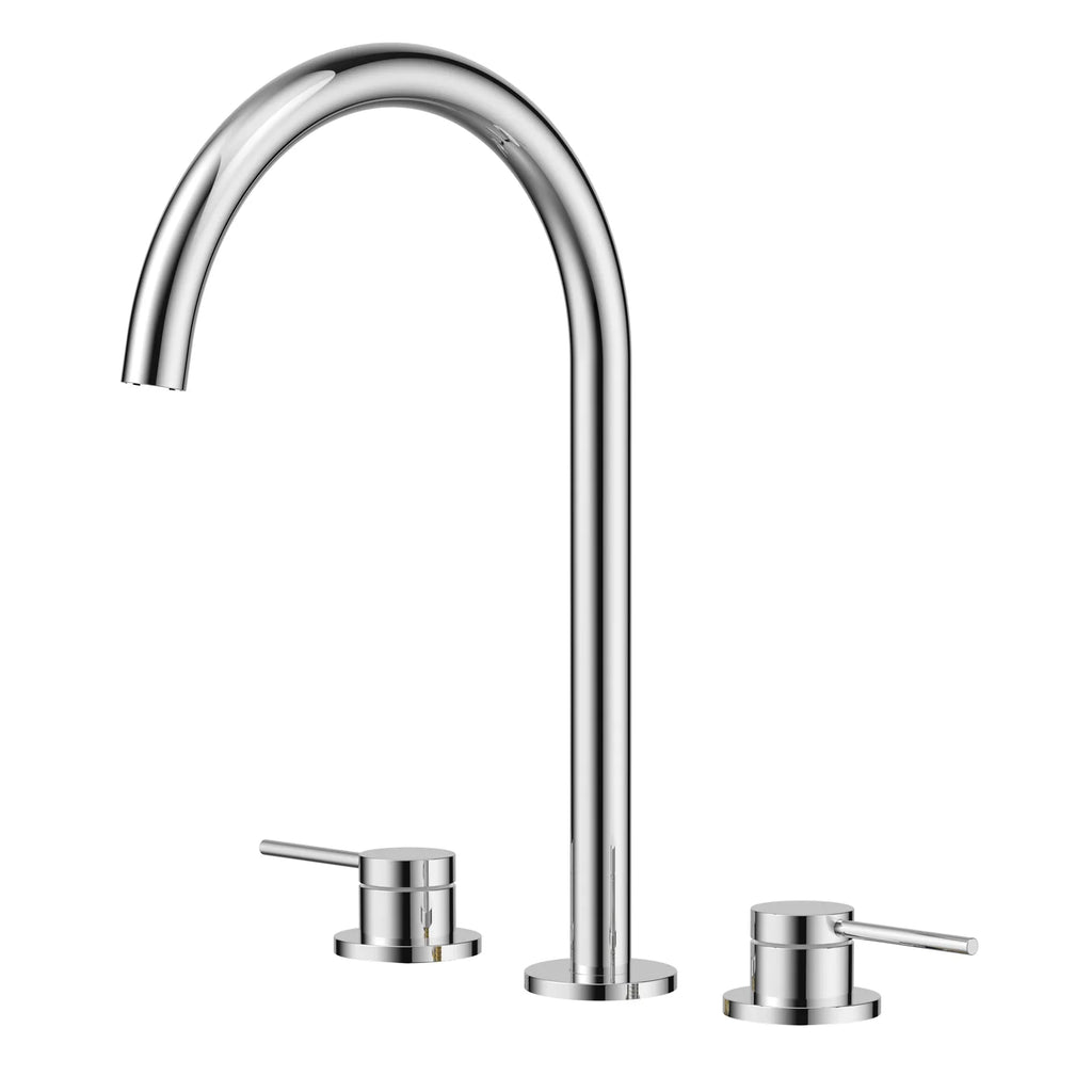 Maxtor Widespread Basin Faucet |Solid Brass 3-Hole Bathroom Mixer Spain ClTEC Cartridge-AB005006 Chrome